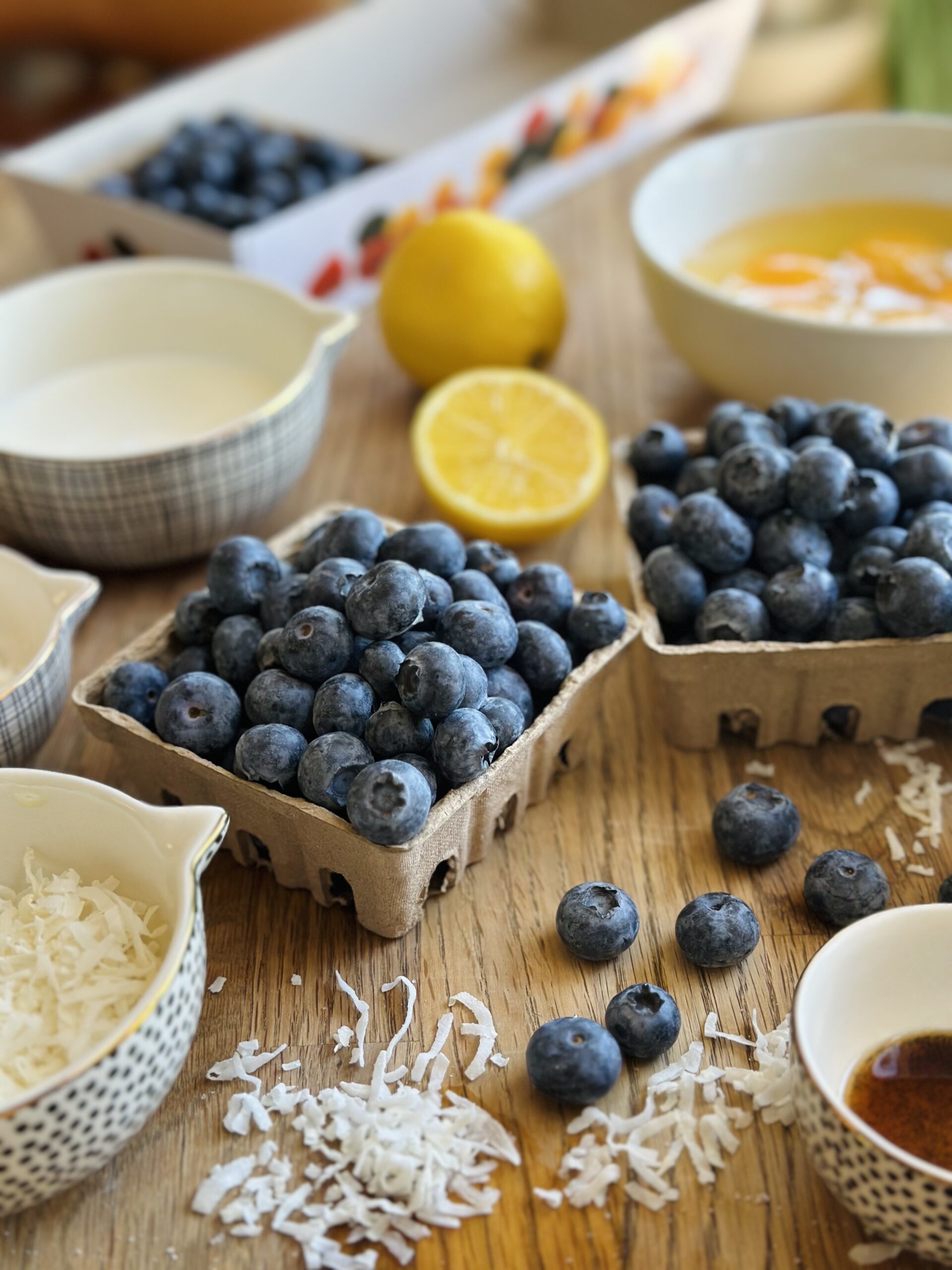 Blueberry coconut flan